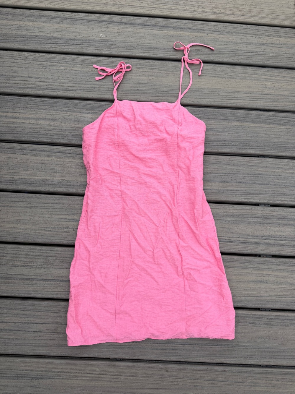 Like New ! H&M Pink Tie-Strap Bow Mini Sundress with Side Zipper